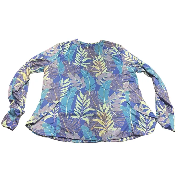 Realtree Fishing XL Tropical Leaf Print UPF Performance Shirt Blue Swim Boat - Image 2