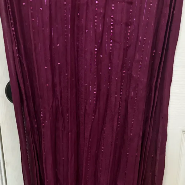 Purple Sequined Pashmina with Fringe - Image 5