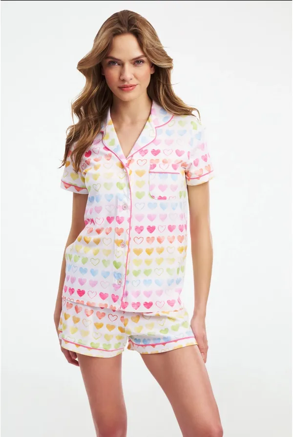 Roller Rabbit Watercolor Rainbow Heart Polo Pajamas - Image 3