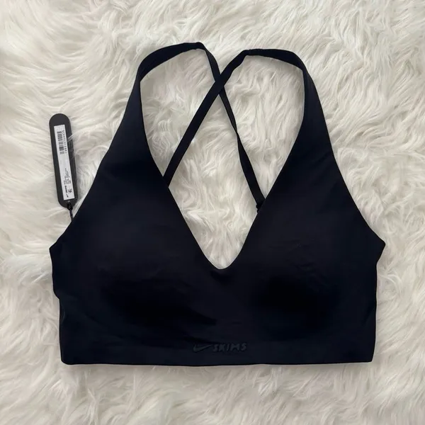 Nike Skims Shine V-Neck Bra Obsidian Small - Image 3