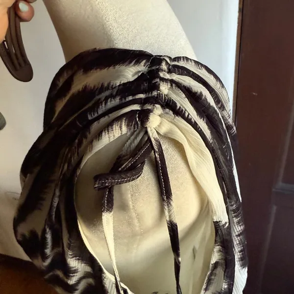 MISS SIXTY | Y2K Zebra Print Crinkle Chiffon Draped One Shoulder Party Dress 10 - Image 3