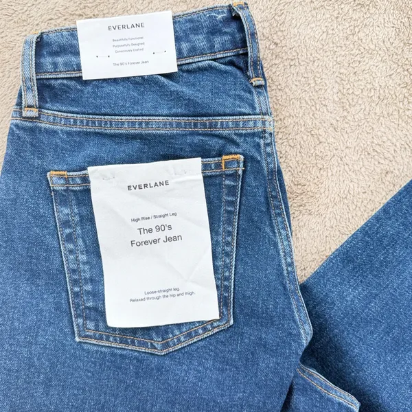 Everlane The 90s Forever Jean High Rise Straight Leg Blue Denim 26R NEW - Image 2