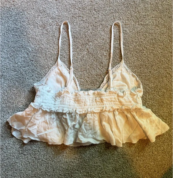 Garage White Lace Trim Babydoll Cropped Tank Top - Image 2