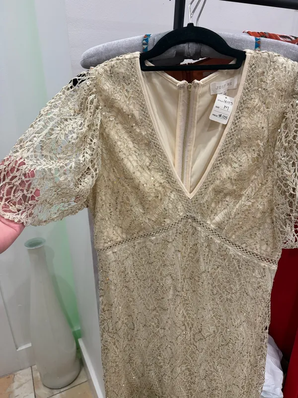 Women’s gold elegant just me dress - Image 2