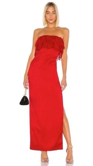 Lovers + Friends / Revolve Sylvia Strapless Gown in Flame Scarlet NWOT - Image 5