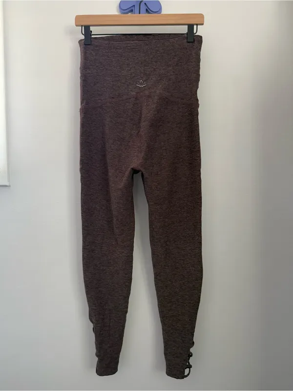Beyond The Bump Large Spacedye Leggings Criss Cross Hem Heather Plum - Image 3