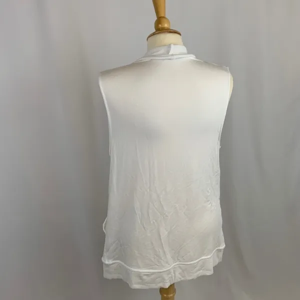 ATHLETA Women's‎ White Sleeveless Cardigan Size Small Drape Front Athleisure - Image 4