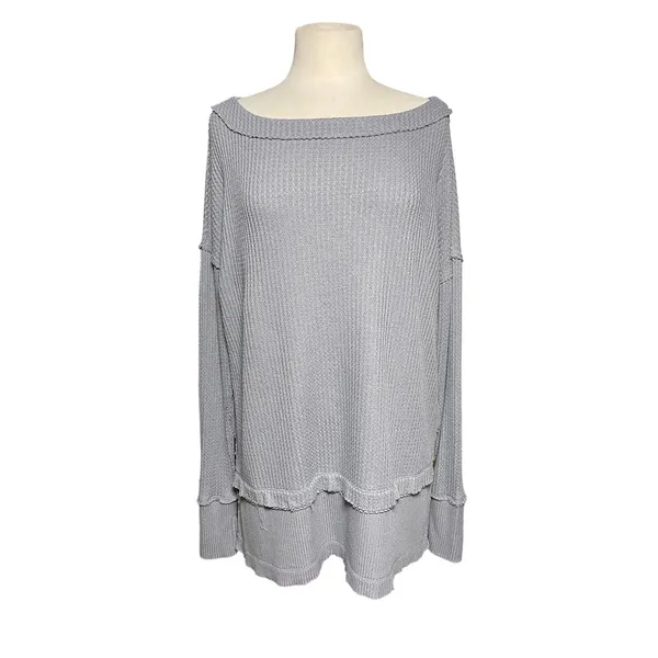 FREE PEOPLE x WE THE FREE Women’s Boho North Shore Gray Thermal Top - Image 2