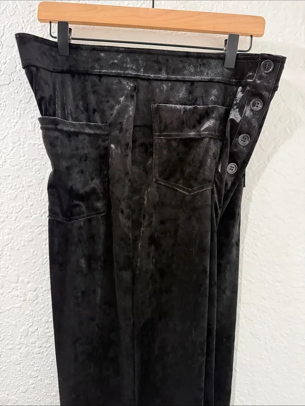 HALARA Black High Waisted Pockets Straight Leg Velvet Casual Pants Size XL - Image 12