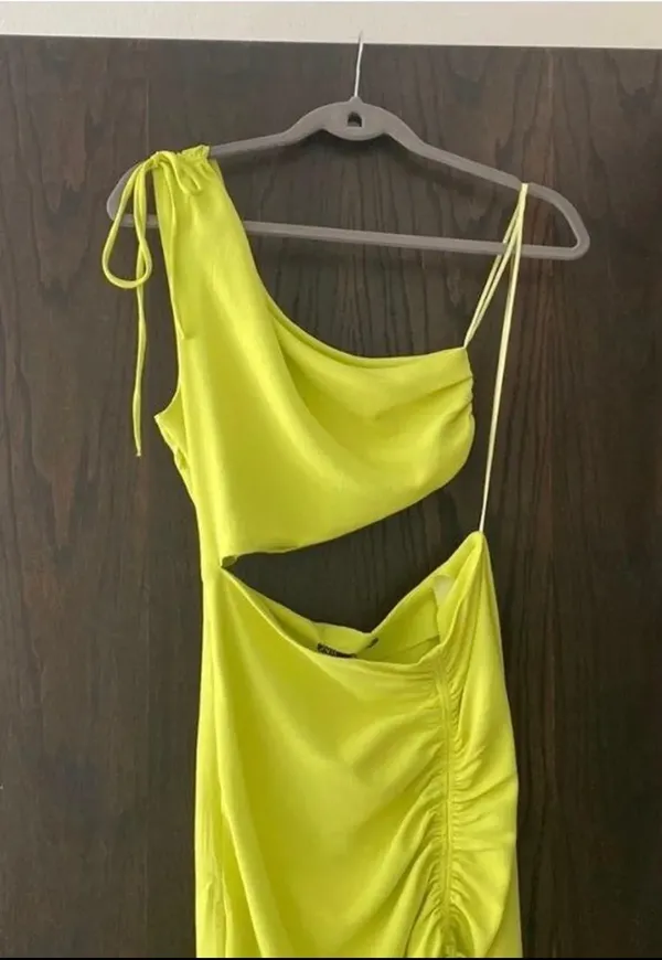 ZARA Green Asymmetrical Dress - Image 2