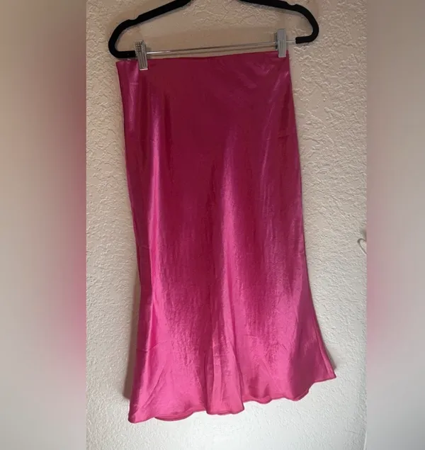 Babaton Satin Midi Skirt - Vibrant Pink (Size 4) - Image 13