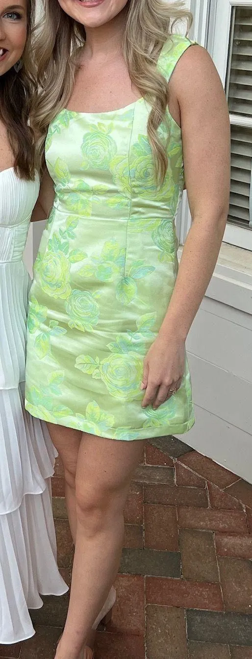 Lulus Green Jacquard Dress - Image 2