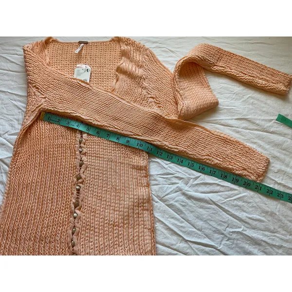 NWT Free People Waffle Knit Pucker Up Small Cardi Tender Peach - Image 8