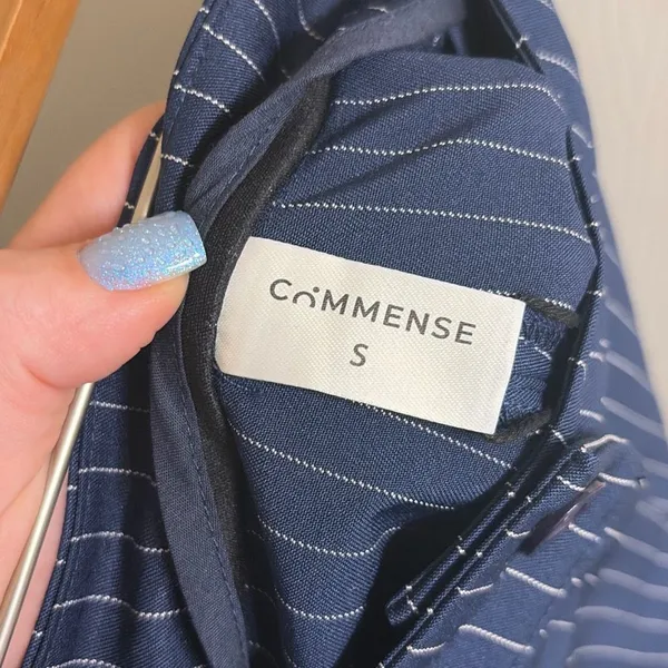 ✨Commense Pinstripe Pleated Wide-Leg Navy Sz Small Pants✨ - Image 9