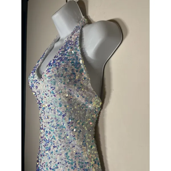 B DARLIN Size XS Sequin Bodycon Halter Mini Dress‎ Semi Formal Bachelorette - Image 5