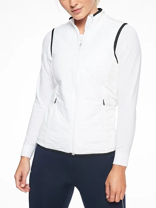 Athleta Insulated Flurry PrimaLoft Vest White Black M 383708 Quilted Hybrid - Image 3