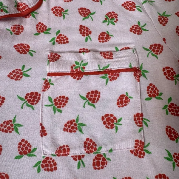 Kate Spade NY Strawberry Print Pajama Set 2 Piece Short Sleeve Pants Size L Pink - Image 8
