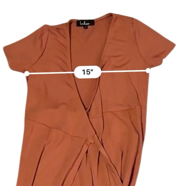 Lulus Evolve Rust Orange Short Sleeve Wrap‎ Maxi Dress Sz S - Image 10