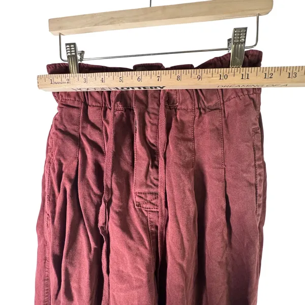 Free People Womens Paperbag Jogger Pants Burgundy‎ Drawstring Cotton XS Boho - Image 7