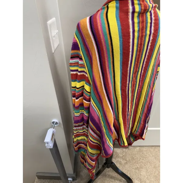 LAUREN RALPH LAUREN Rainbow Serape Blanket Open Front Linen Blend Cardigan OSFM - Image 5
