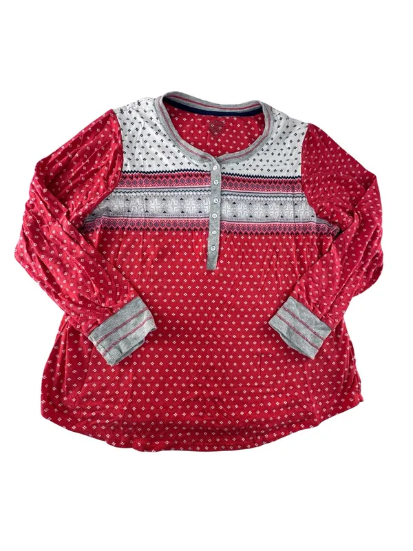 Cuddl Duds Red Polka Dot Long-Sleeve Pajama Set with Gray Trim - Image 2