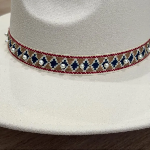 NWT Pearl Band Fedora Hat Boho One Size Boutique - Image 5
