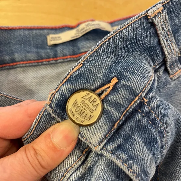 Zara Woman Distressed Denim Mini‎ Skirt Blue Button Fly Casual Festivals Size 38 - Image 2