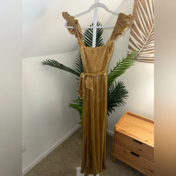 SAYLOR IMARA MAXI GOLD PLEATED DRESS SZ xs‎ - Image 3