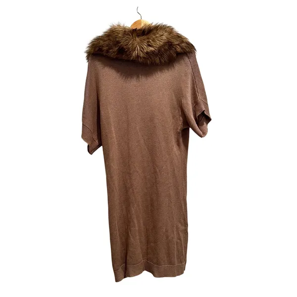 Chico's Indulgence Faux Fur Anya Cardigan‎ Sweater Tan NWT Size 2 Large - Image 2