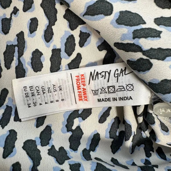 Nasty Gal Animal Print Button Down Shirt Women's Size 4 Collared Long Sleeve - Image 7