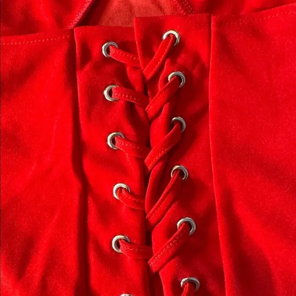 Women’s Red Bodycon Flower Dress Corset Style Back Size L NWOT - Image 10