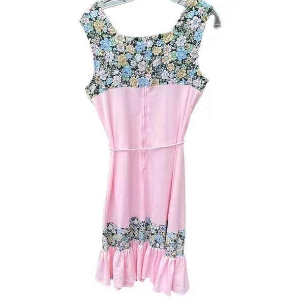 Vintage dress floral pink pleated top size 14 runs sm. - Image 3