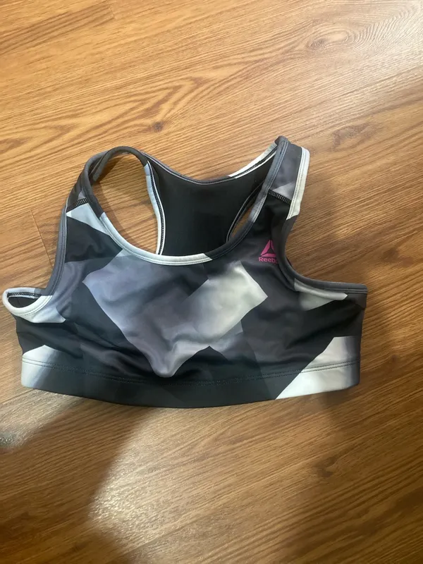 Reebok Black and White Racerback Sports Bra - Image 3