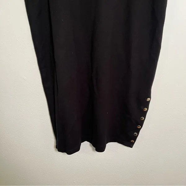 Ashley Blue Women's Midi Pencil Skirt Black‎ Button Side Pull On Bodycon Stretch - Image 3