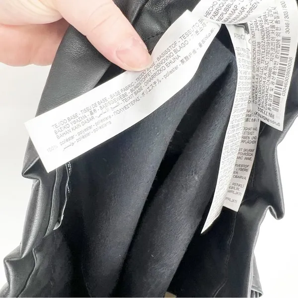 ZARA Faux Leather‎ Belted Mini Skirt Women's Size M Black Moto Chic - Image 6