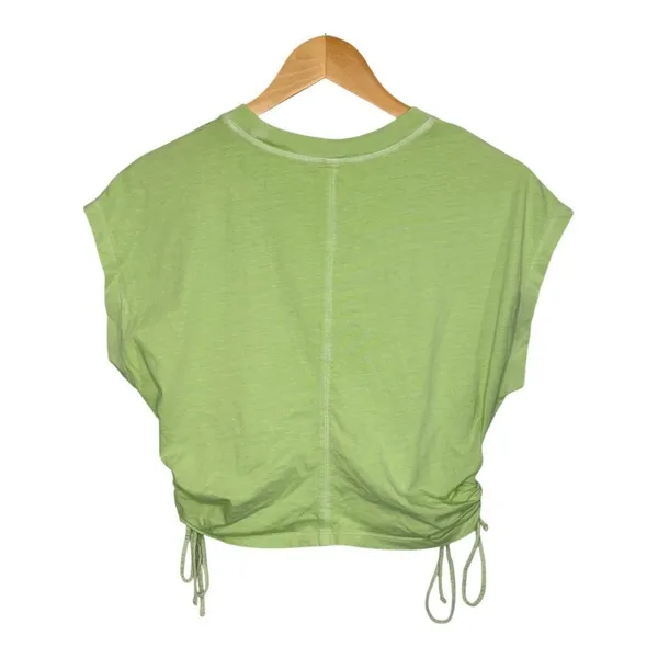 Wilfred Aritzia Ruched Side Tie Top Womens Size‎ S Lime Green Ribbed Cap Sleeve - Image 4