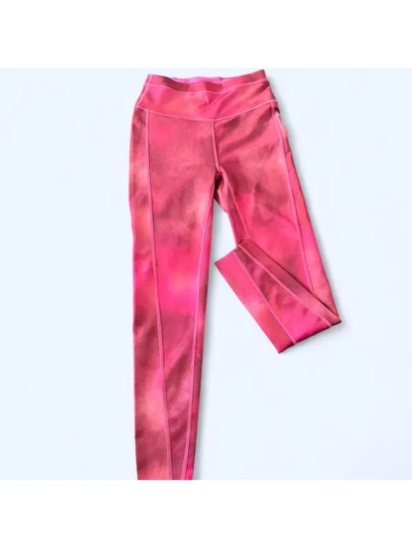 Free People Movement Pink Tie Dye Raw Hem Leggings Size Small 🌺 - Image 2