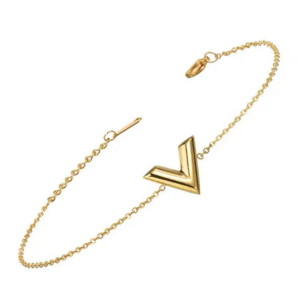 Dainty Yellow Gold Filled V-Shape‎ Bracelet, 7-9” - Image 2