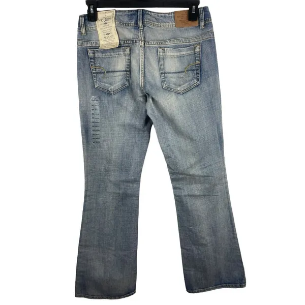 VTG American Eagle 90s Y2K Antique Wash Super Low Rise Skinny Flare 10R NOS - Image 2