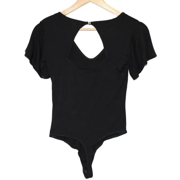 Womens Abercrombie & Fitch Soft A&F Drapey Black Short Sleeve Bodysuit Size XS - Image 2
