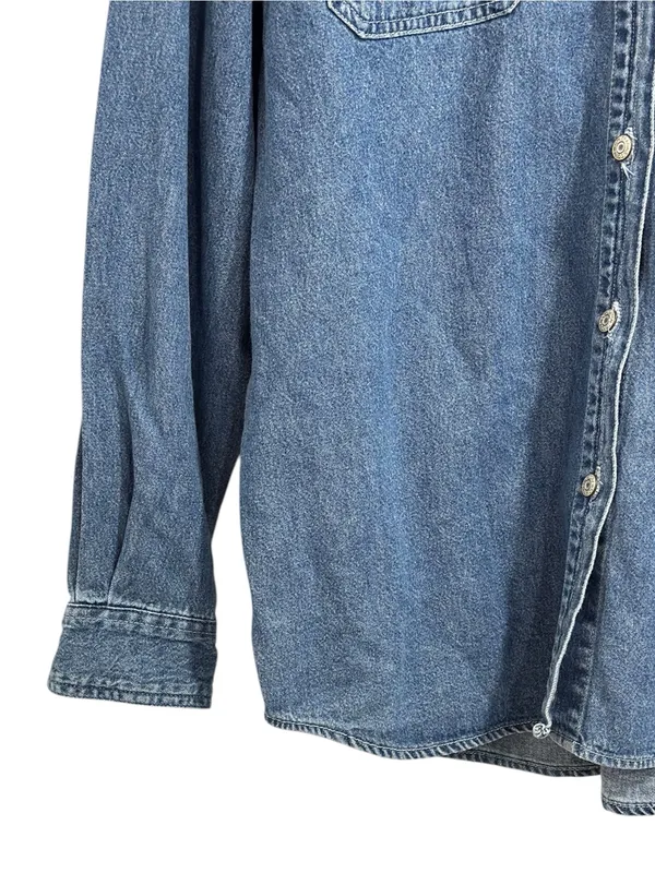 Newton Trading Co. Denim Button Front Shirt Medium Wash Chambray Size M - Image 5