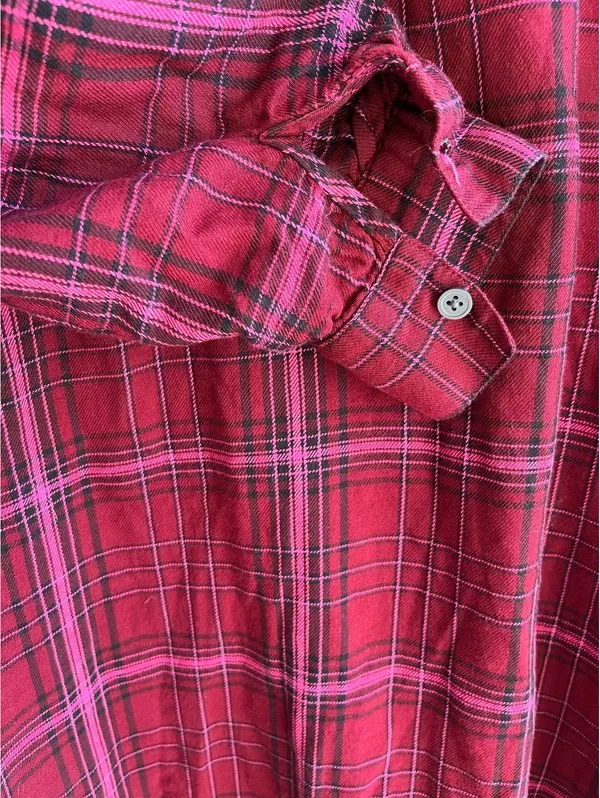GAP Burgundy Plaid Flannel Long-Sleeve Shirt Dress Size M Fall - Image 6