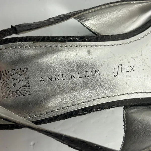 Anne Klein iFlex AK Junior Brown Snakeskin Slingback Kitten Heels Peep Toe 8.5 M - Image 11