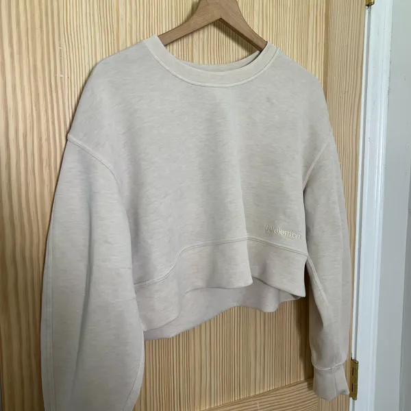 LULULEMON- Perfectly Oversized Cropped Crew White Opal Size 4 - Image 3