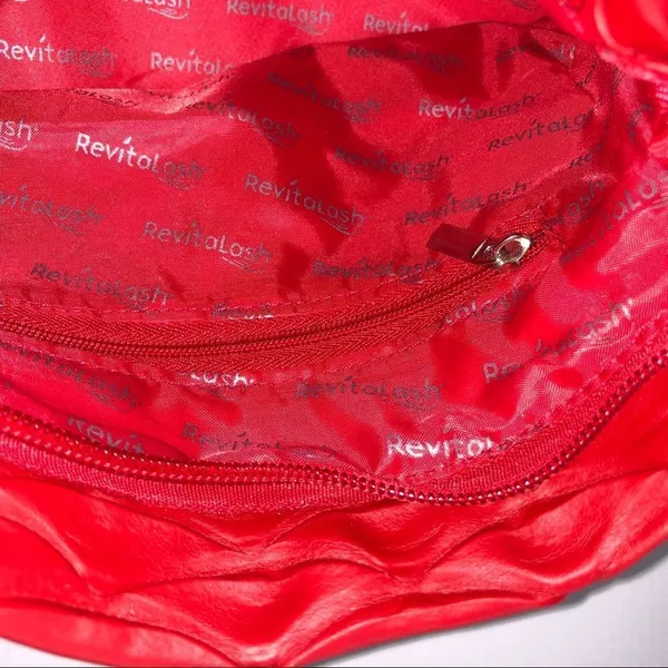 Red Scallop Textured Zippered Cosmetic Makeup Organizer Bag RevitaLash - Image 7