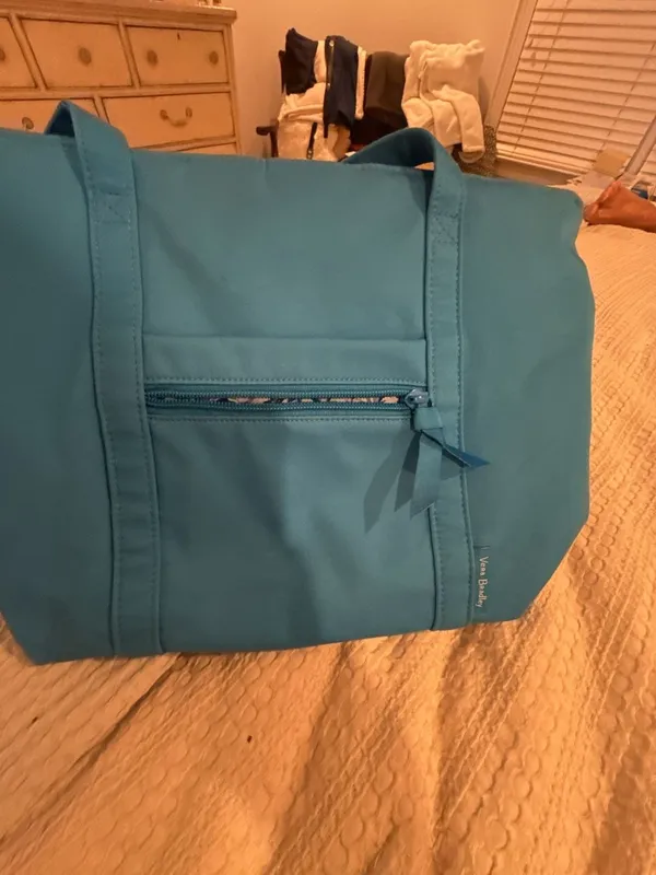 Vera Bradley Small Vera Tote Bag Blue Aster Cotton - Image 3
