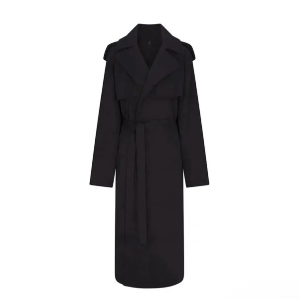 Skims Boyfriend Fleece‎ Trench Coat Onyx Black Size S NWT Oversized Long - Image 4