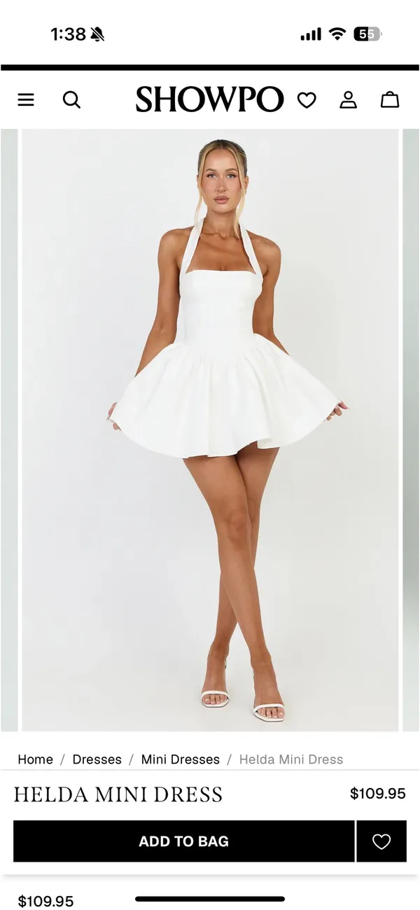 NWI Showpo HELDA White Halter Tie Neck Corset Panel Mini Dress size 6 - Image 2
