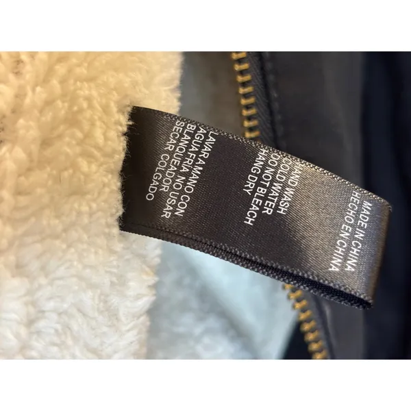 Charlotte Russe Ambiance Black Faux Shearling Lined Utility Parka Jacket Small - Image 4