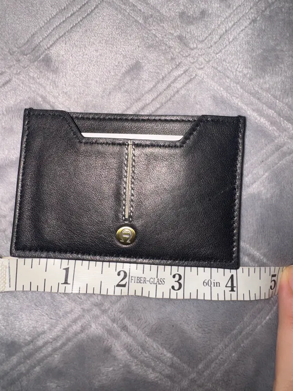 Etienne Aigner 100% lambskin mini Black Leather pocket Cardholder Wallet - Image 2